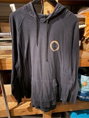 Hurley Black Hooded Pullover with Small Multicolor Chest Emblem